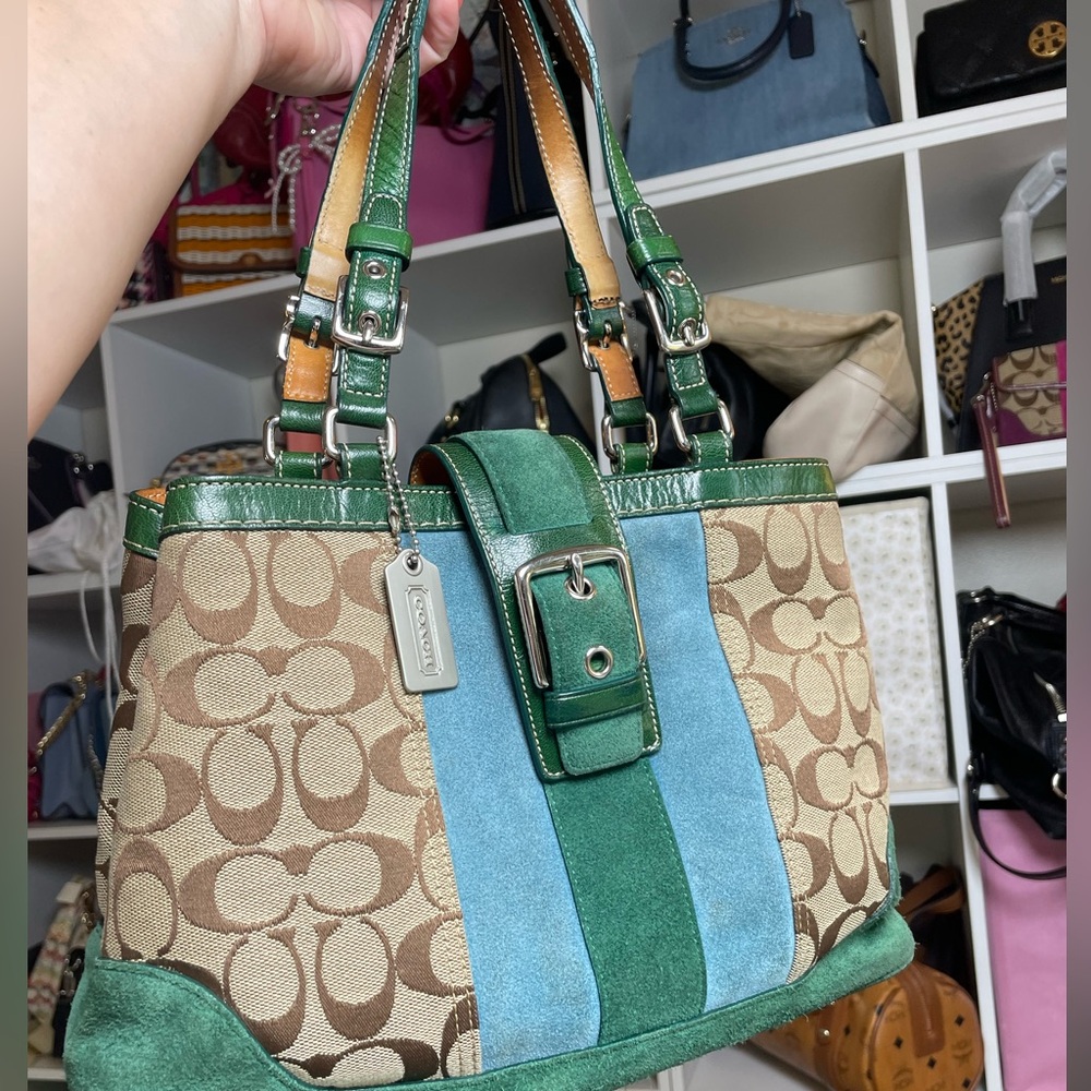 Coach Vintage Hamptons Signature Suede Stripe Satchel - Picture 6 of 17
